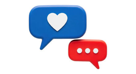 Isolated like heart comment notification with waiting dots, social media communication chat