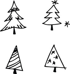 Christmas tree icons File, Hand drawn tree File, Simple pine tree icons