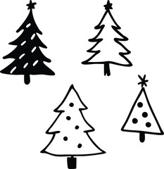 Christmas tree icons File, Hand drawn tree File, Simple pine tree icons