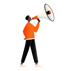 Person Holding Megaphone Promoting Loud Message and Ideas