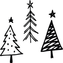 Christmas tree icons File, Hand drawn tree File, Simple pine tree icons