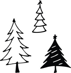 Christmas tree icons File, Hand drawn tree File, Simple pine tree icons