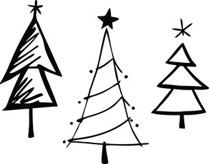 Christmas tree icons File, Hand drawn tree File, Simple pine tree icons