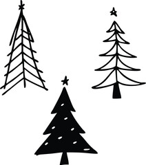 Christmas tree icons File, Hand drawn tree File, Simple pine tree icons