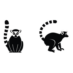 Lemur silhouette vector icon black color and white background