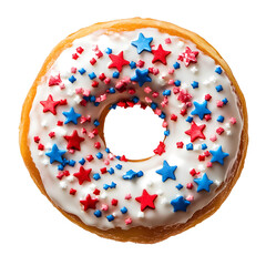 Delicious Donut with Colorful Icing and Star Sprinkles for Bakery Advertisement