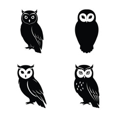 Owl silhouette vector icon black color and white background