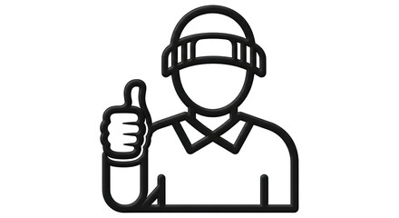 Isolated man wearing helmet and suit, giving the thumbs-up hand signal. Vector illustration