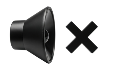 Isolated No Sound Symbol Showing Speaker with an X Indicating Silent Mode or Muted Volume