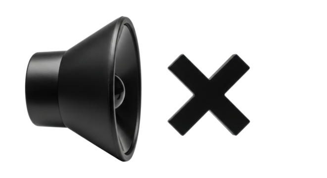 Isolated No Sound Symbol Showing Speaker with an X Indicating Silent Mode or Muted Volume