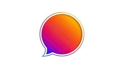 Isolated chat speech bubble vector graphic in hot pink, orange and purple gradient color