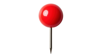 Isolated red pushpin tool for bulletin board, pinboard, office, school, stationery usage