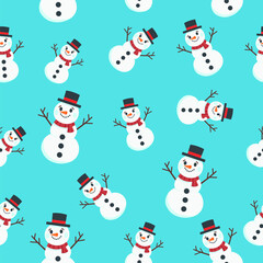 Festive snowman pattern winter wonderland digital illustration fun environment aerial holiday spirit, seamless pattern