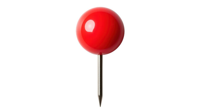 Isolated red pushpin tool for bulletin board, pinboard, office, school, stationery usage
