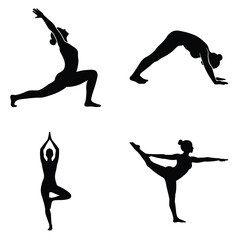 Yoga pose silhouette vector icon black color and white background