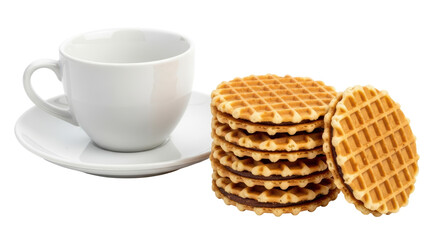 Isolated cup and waffles
