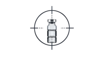 Isolated Vaccine Vial in Crosshairs