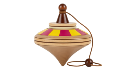 Isolated Wooden Spinning Top