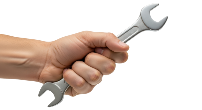 Isolated Hand holding Wrench