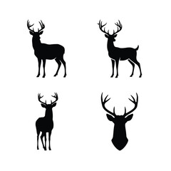 Deer silhouette vector icon black color and white background