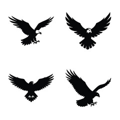 Eagle silhouette vector icon black color and white background