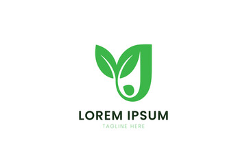 Modern minimalist green leafy letter j logo design for natural brands and eco-friendly businesses