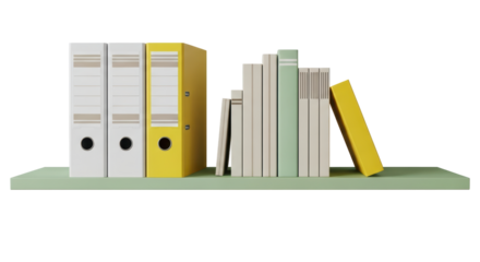 Isolated Shelf with Binders and Books