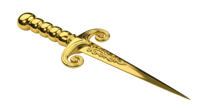 Isolated Golden Ornamental Dagger