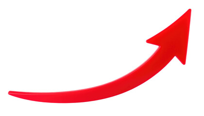 Red curve arrow isolated on png cut out background
