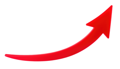 Red curve arrow isolated on png cut out background
