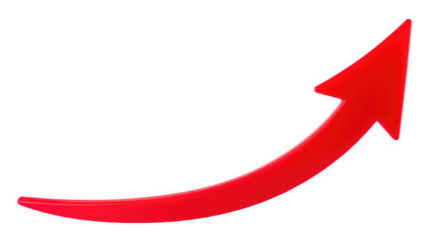 Red curve arrow isolated on png cut out background
