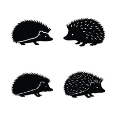 Hedgehog silhouette vector icon black color and white background