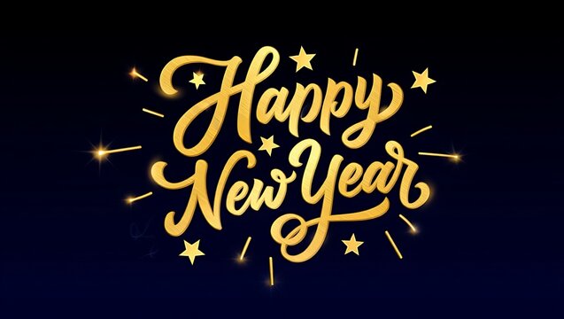 Golden Happy New Year Celebration Greeting Message Image