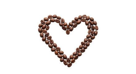 Isolated heart shape made of coffee beans with a delicious aroma; perfect for Valentines day