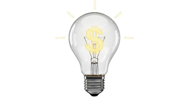 Isolated dollar symbol lightbulb