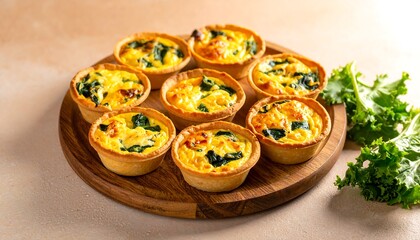 Mini Quiches with Spinach and Cheese in Tart Shells, Appetizer Dish