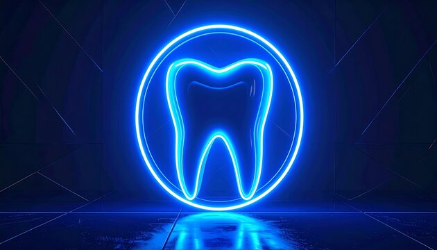 Neon Blue Tooth Icon, Symbol for Bluetooth Technology