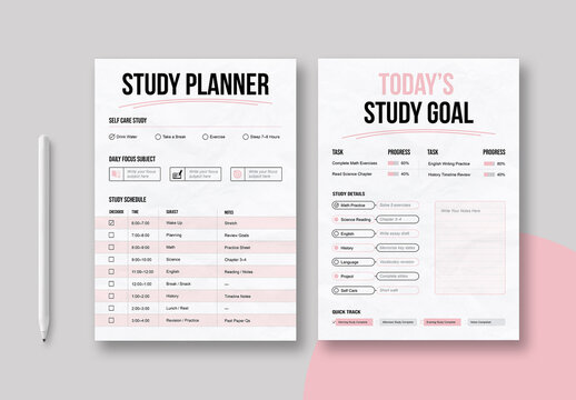 Study Planner Template Layout