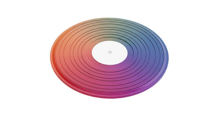 Isolated long playing disc, vinyl LP record with colorful grooves for music listening media