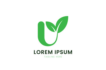 Abstract green leaf logo design for eco-friendly brands minimalist nature inspired symbol