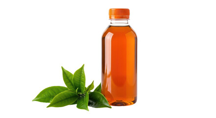 Isolated Bottle of Tea with Leaves