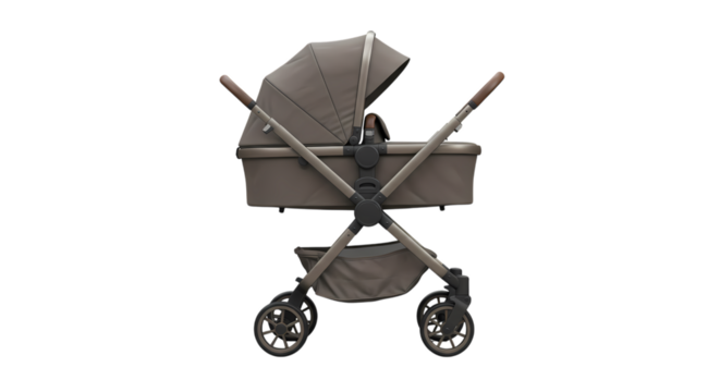 Crossroads of Childhood A Striking Visual of a Baby Stroller on transparent background - Powered by Adobe