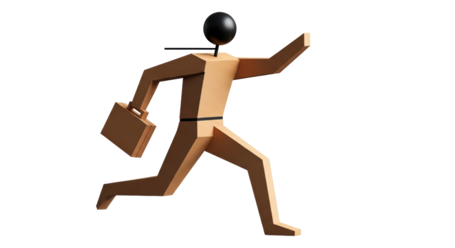 Isolated Businessman Running with Briefcase