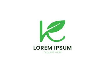 Minimalist green leaf logo design elegant k letter symbol for eco friendly brands