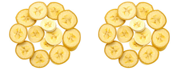 Set of Top-Down View of Banana Slices, Circular Arrangement, Isolated