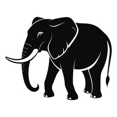 Fototapeta premium Elephant Silhouette Vector – Wild Animal, Safari, Jungle Wildlife, Strong Mammal Illustration
