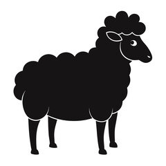 Black Sheep Isolated Vector Illustration – Farm Animal Silhouette Design on White Background
