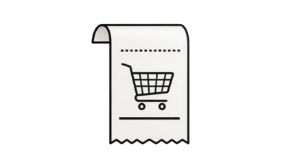 Isolated Shopping Receipt with Cart