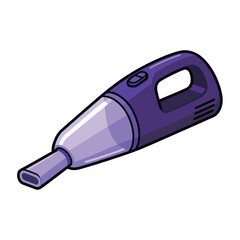 Isolated cartoon illustration of a purple handheld vacuum cleaner, a modern tool for efficient cleaning.