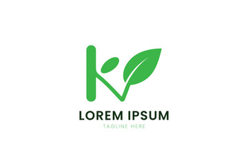 Fototapeta premium Modern green leaf letter k logo design simple nature element corporate branding identity